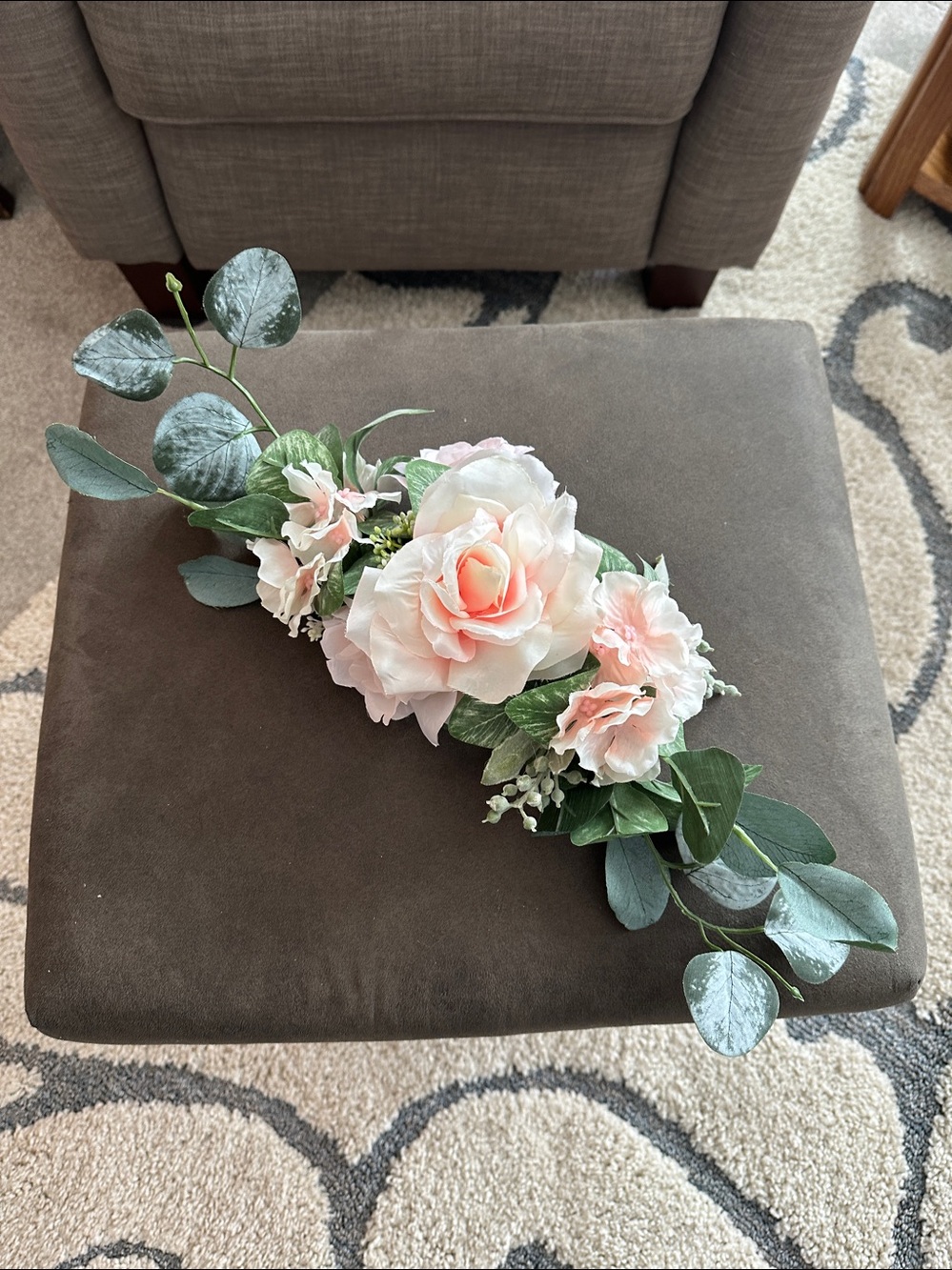 Faux 14" and 24" Blush Pink Rose Floral Swag SET  Artificial Flowers ~ NWOT - Picture 6 of 9